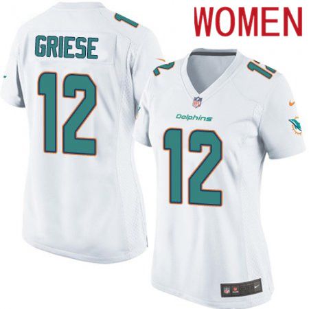 Women Miami Dolphins #12 Bob Griese Nike White Game NFL Jersey->women nfl jersey->Women Jersey